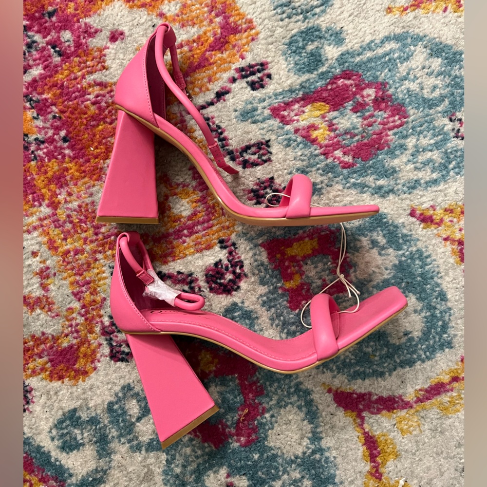 pink high strap heels